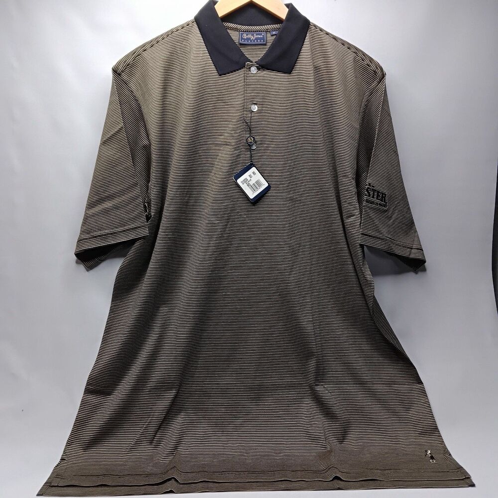Bobby Jones Players Golf Polo Shirt Mens Size M Black/Green Striped  Forester